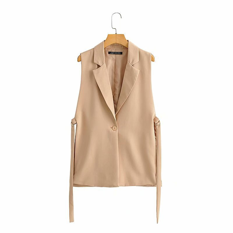 Women Vest Suit Vest Loose Solid Color