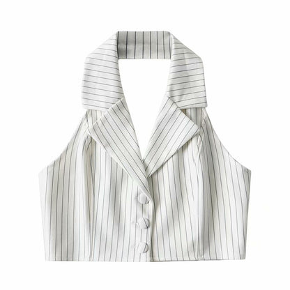 Women Vest Striped Suit Sexy Slim-Fit Short