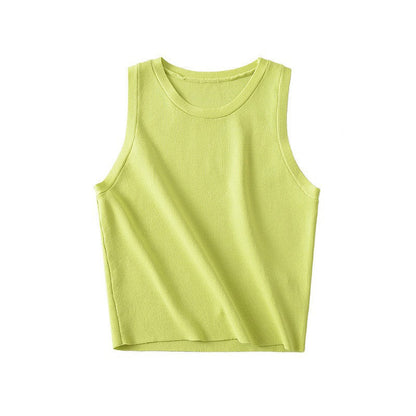 Women Vest Solid Color Knitted Slim Sleeveless