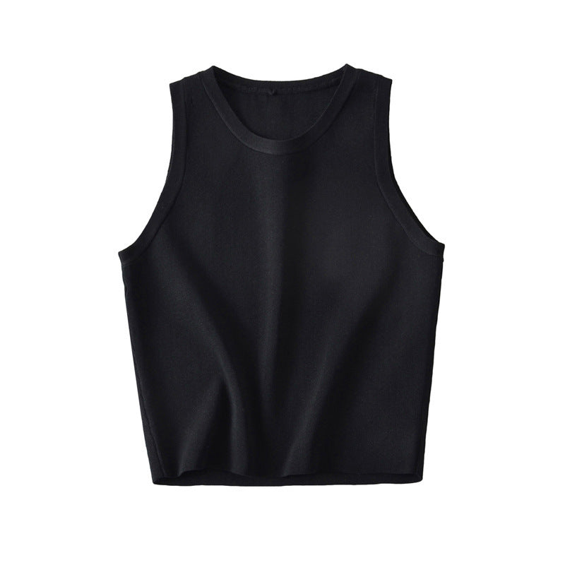 Women Vest Solid Color Knitted Slim Sleeveless
