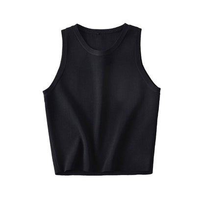 Women Vest Solid Color Knitted Slim Sleeveless