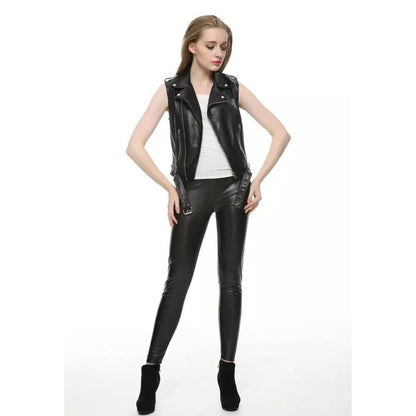Women Vest PU Leather Vest Cool Handsome