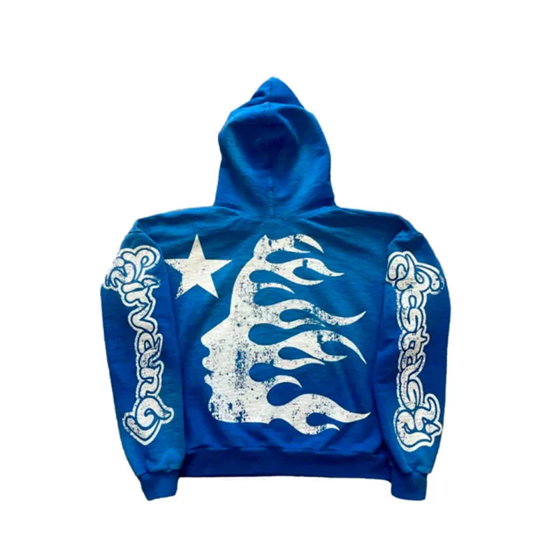 Hellstar Records Hoodie Blue White