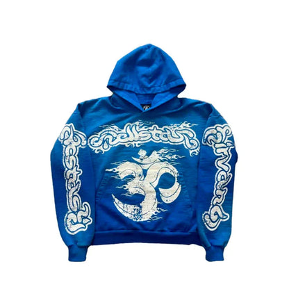 Hellstar Records Hoodie Blue White